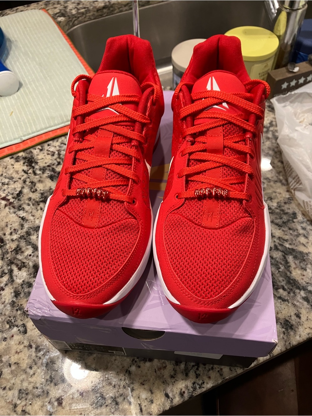 Nike Men’s Ja 2 - Red Sneakers with White Swoosh Sz 11 - Picture 4 of 5